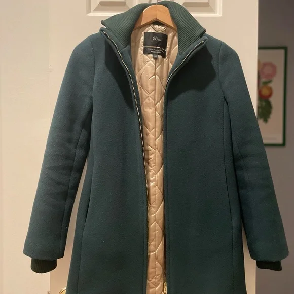 J. Crew Lodge Coat Italian Stadium Cloth Wool Nello Gori Forest Green 00 - Picture 4 of 9